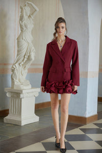 Halldóra Red Bubble Hem Mini Blazer Dress