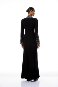 Oona Black Embellished Flared Maxi Gown
