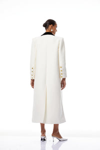 Rodica White Double-Breasted Overcoat