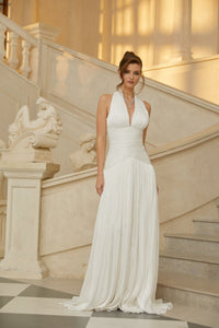 Uranie White Gathered Maxi Dress