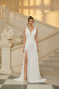 Sidonie White Ruched Lace-up Maxi Dress
