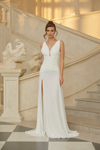 Sidonie White Ruched Lace-up Maxi Dress