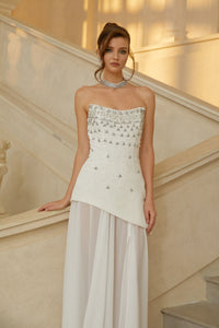 Melisande White Embellished Dress & Skirt Set