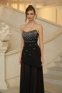 Melisande Black Embellished Dress & Skirt Set