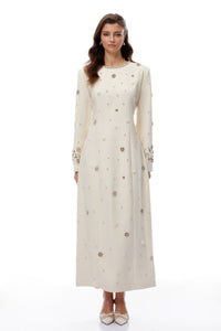 Peyton Cream White Fully Embellished Maxi Dress