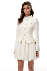 Regina White Crystal Embellished Tweed Mini Dress