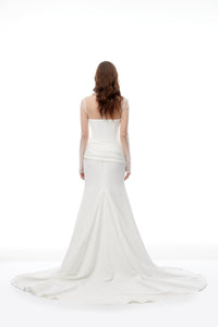 Ivana White Train Design Corset Maxi Dress