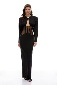 Lindsay Black Cut Out Corset Panel Maxi Dress