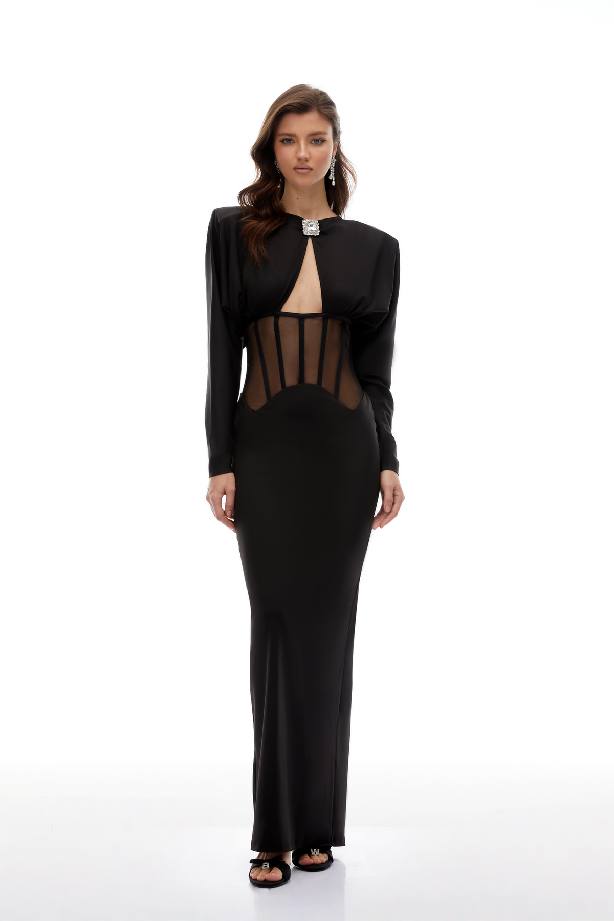 Lindsay Black Cut Out Corset Panel Maxi Dress