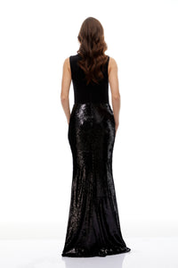 Eleanore Black Sequin Embellished Mermaid Maxi Dress