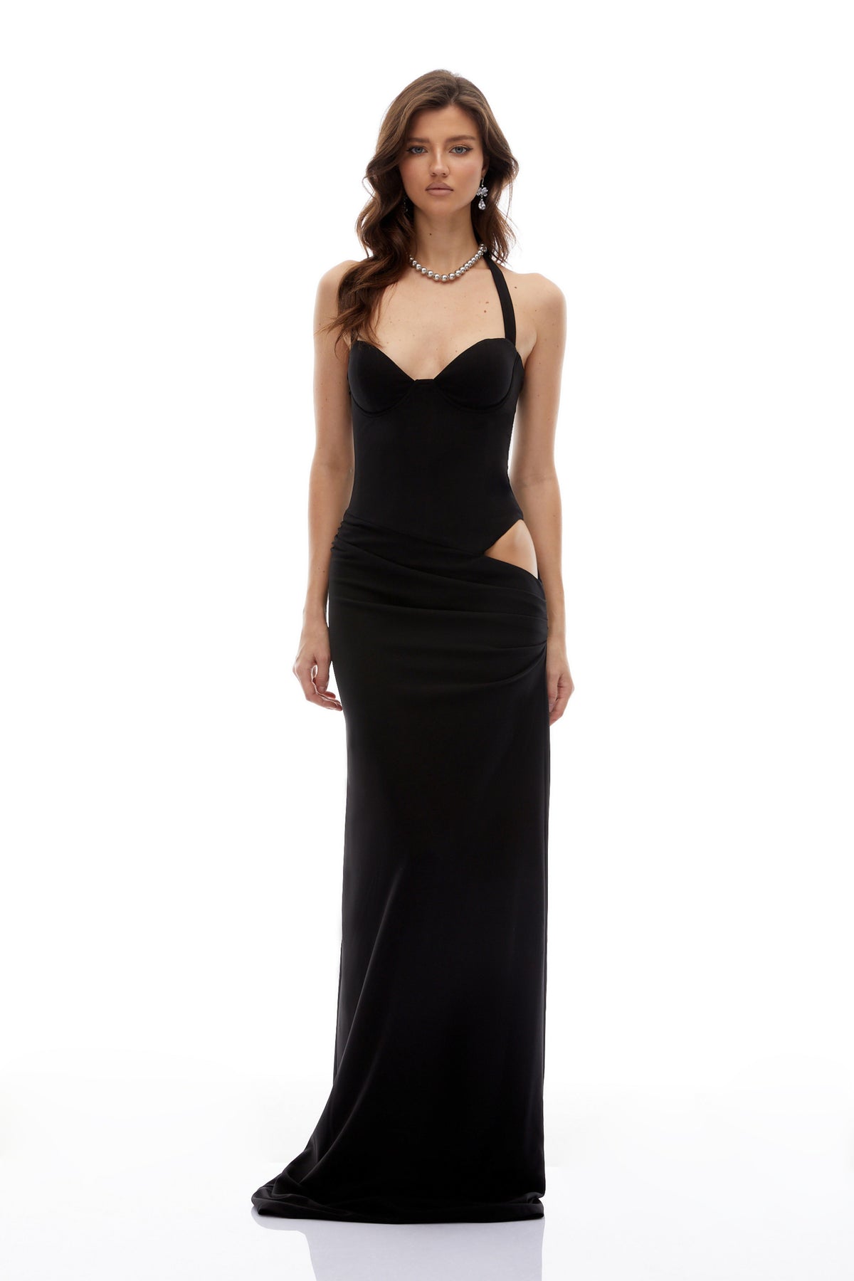 Kaelin Black Halterneck Cut Out  Maxi Dress
