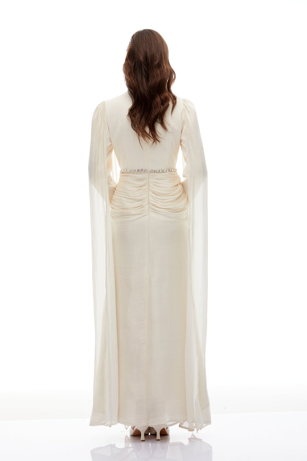 Andrine White Crystal Embellished Maxi Dress