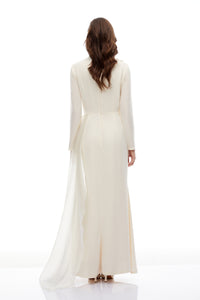 Marguerite Off White Embellished Ribbon Maxi Dress