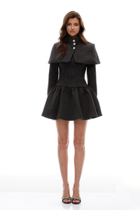 Indira Grey Polka Dot Woolen Cape & Dress Set