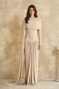 Gaëlle Neutrals Ribbon-design Draped Maxi Dress