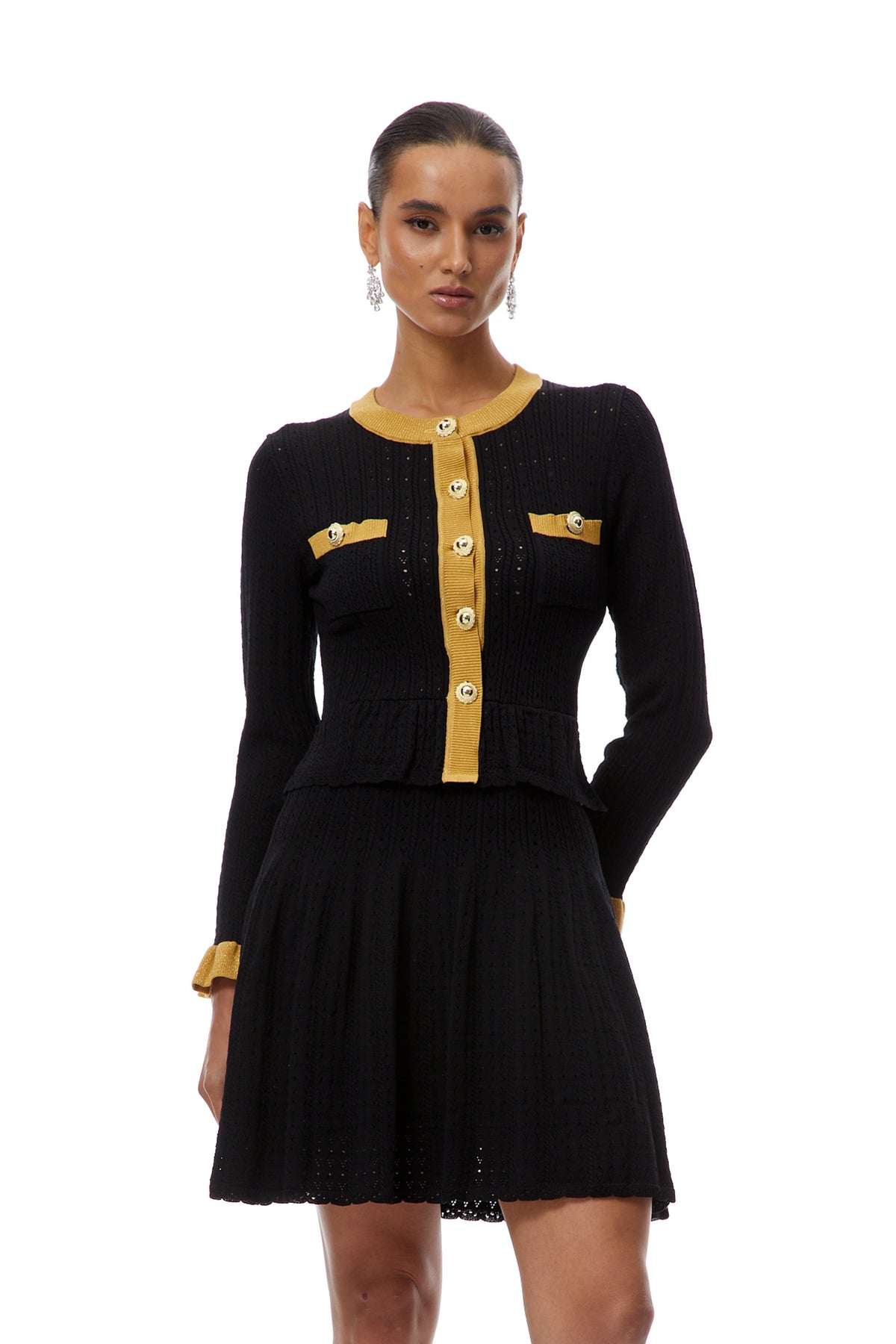 Khloe Black Color Block Knit Mini Dress