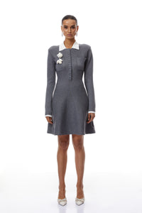 Clotilde Grey 3D Petal Knit Mini Dress