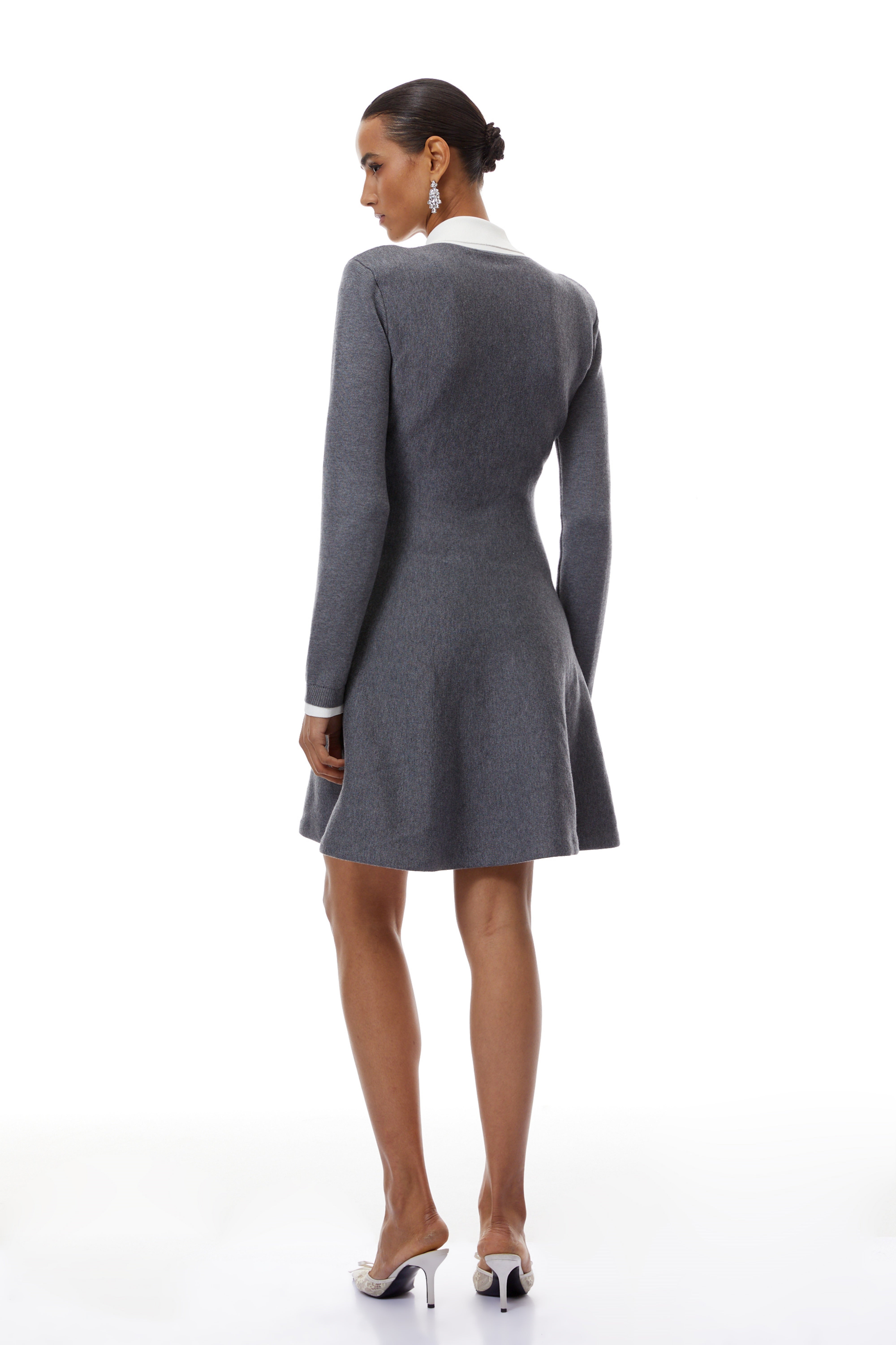 Clotilde Grey 3D Petal Knit Mini Dress