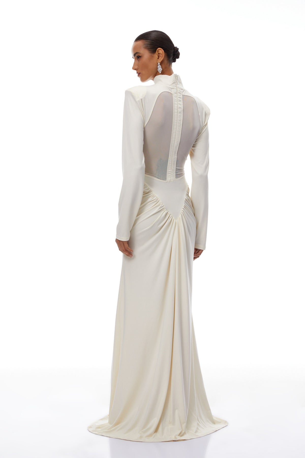 Harriet White Cut Out Ruched Maxi Dress