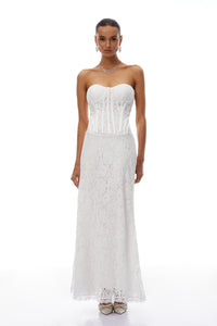 Karida White Off Shoulder Lace Maxi Dress