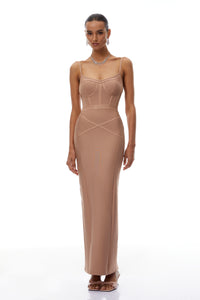 Lara Neutrals Corset Bandage Maxi Dress