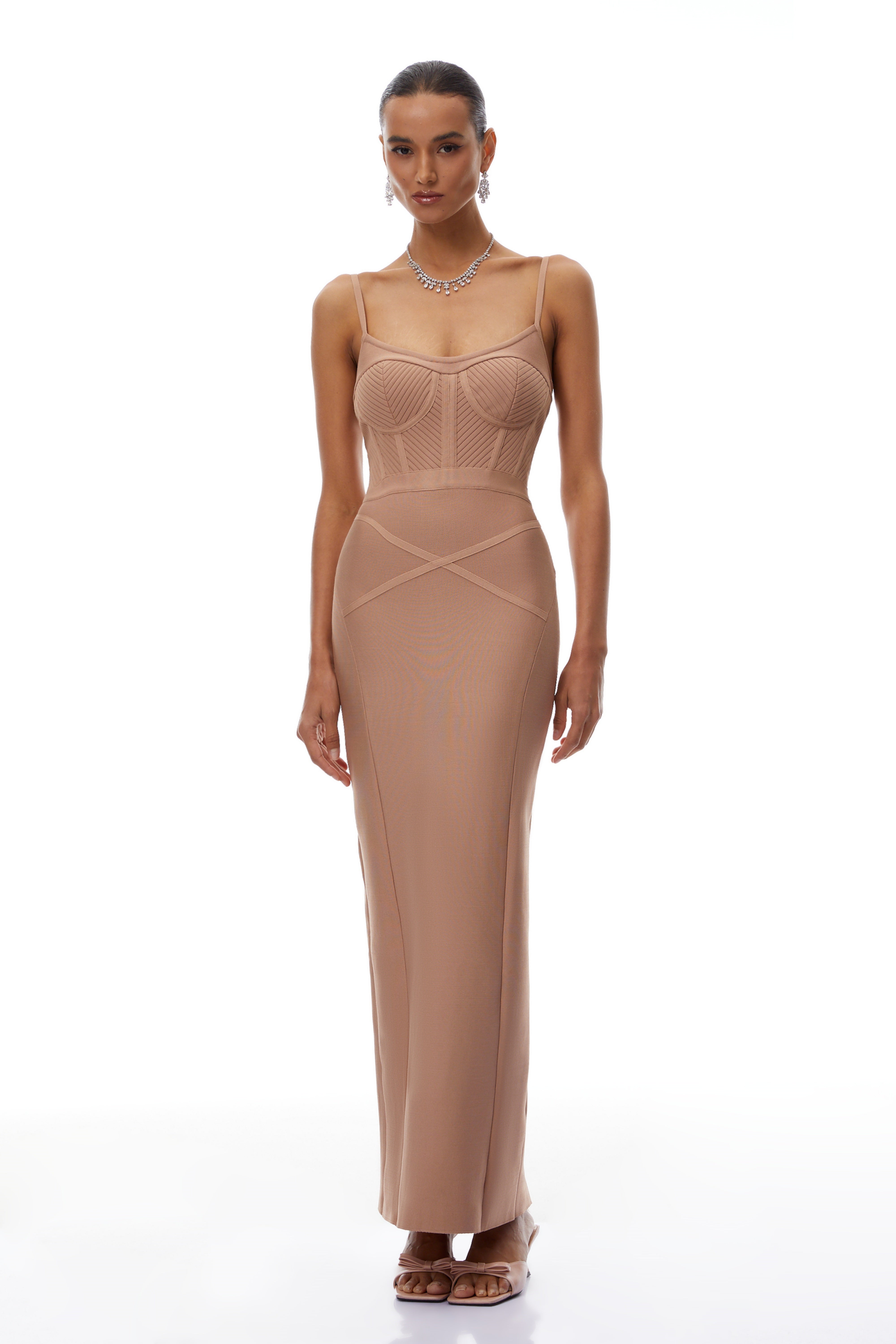 Lara Neutrals Corset Bandage Maxi Dress