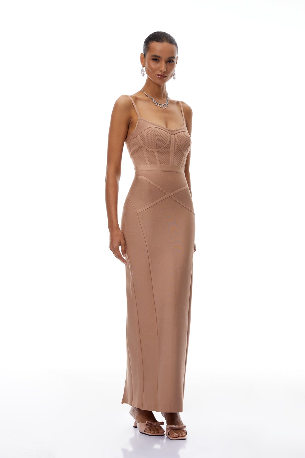 Lara Neutrals Corset Bandage Maxi Dress
