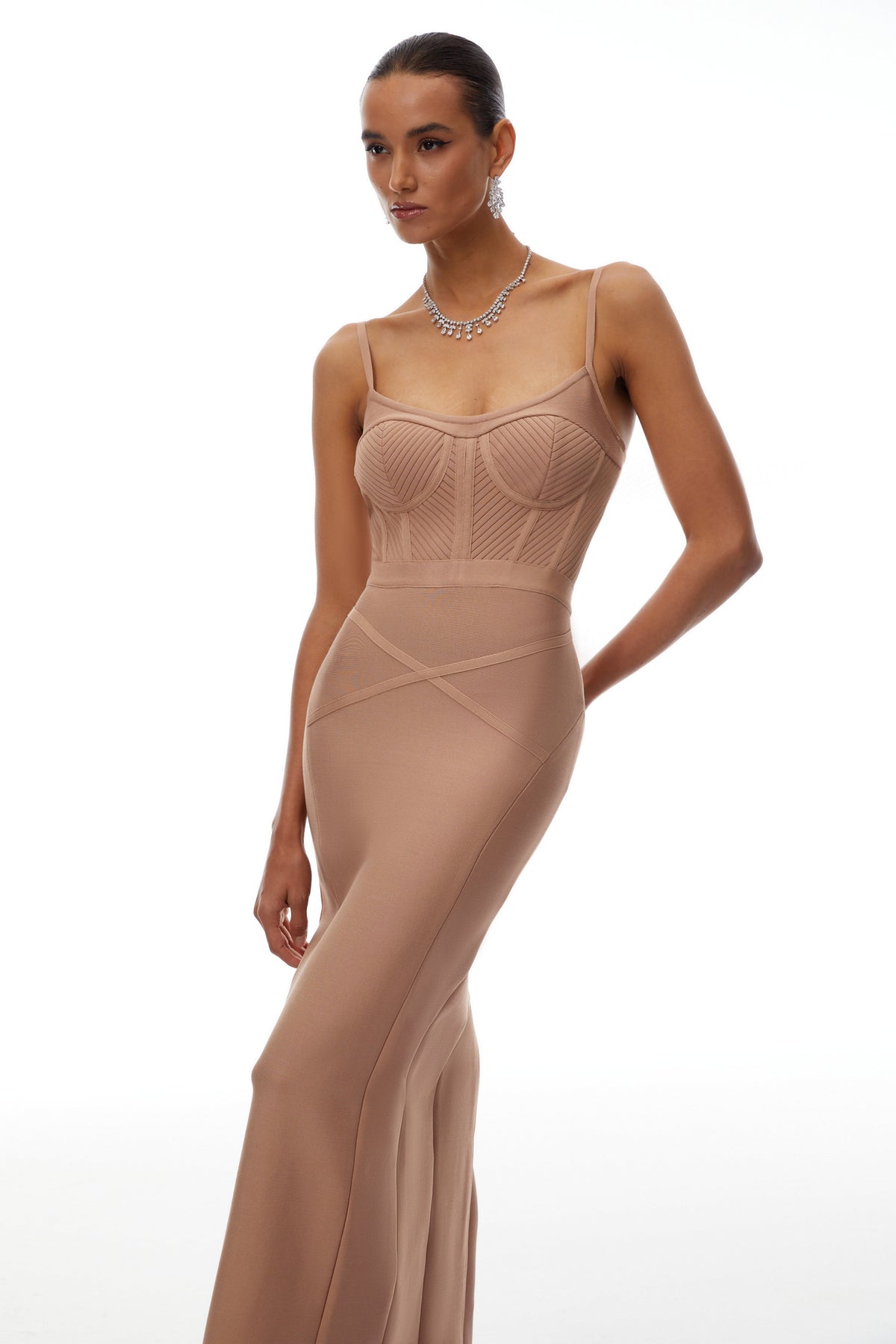 Lara Neutrals Corset Bandage Maxi Dress