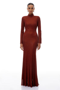 Sharon Red Rhinestone Embellished Maxi Dress