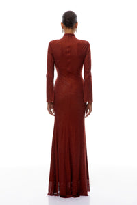 Sharon Red Rhinestone Embellished Maxi Dress