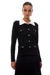 Esmée Black Embellished Knit Jacket & Skirt Set