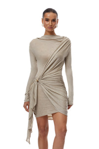 Dominic Khaki Twisted Ruched Mini Dress