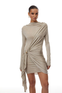 Dominic Khaki Twisted Ruched Mini Dress