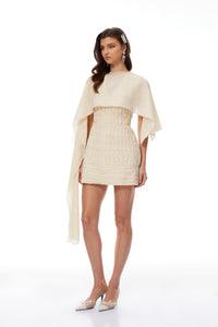 Charlie Neutral Asymmetrical Cape & Braided Dress Set