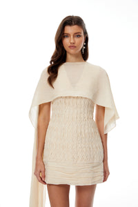 Charlie Neutral Asymmetrical Cape & Braided Dress Set