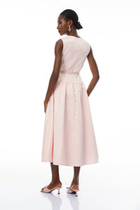 Triana Pink Belt Waist Satin Maxi Dress