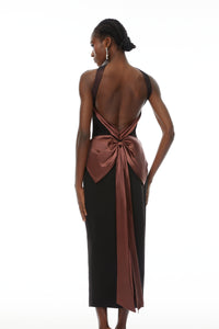 Miriam Black Open Back Maxi Gown with Bow