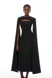 Brynja Black Cape Design Maxi Gown