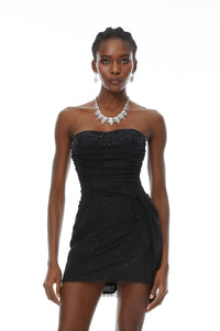 Giorgia Black Ruched Tulle Corset Mini Dress