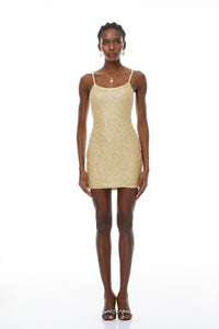 Gaia Gold Beaded Bodycon Mini Dress