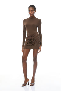 Astrid Brown Bodycon Ruched Mini Dress