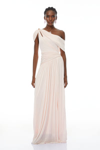 Sigrun Pink Asymmetrical Gathered Maxi Dress