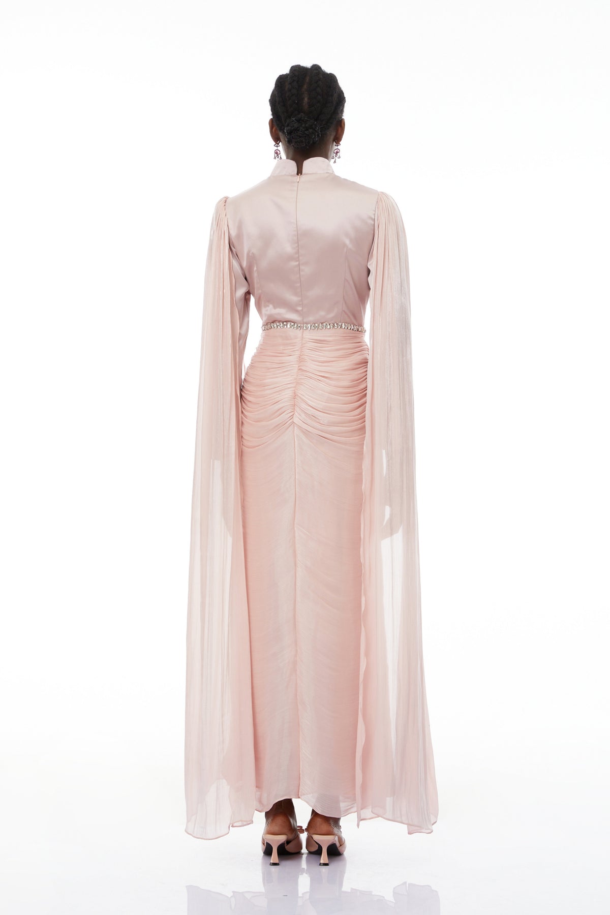 Andrine Pink Crystal Embellished Maxi Dress