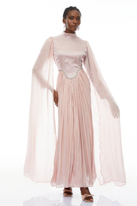 Andrine Pink Crystal Embellished Maxi Dress