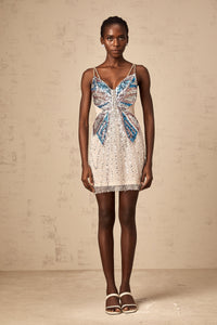 Christine butterfly-motif beaded mini dress