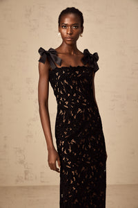 Eloise black floral embroidered maxi dress