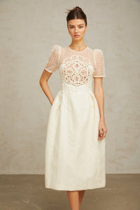Camille white braid panelled midi dress