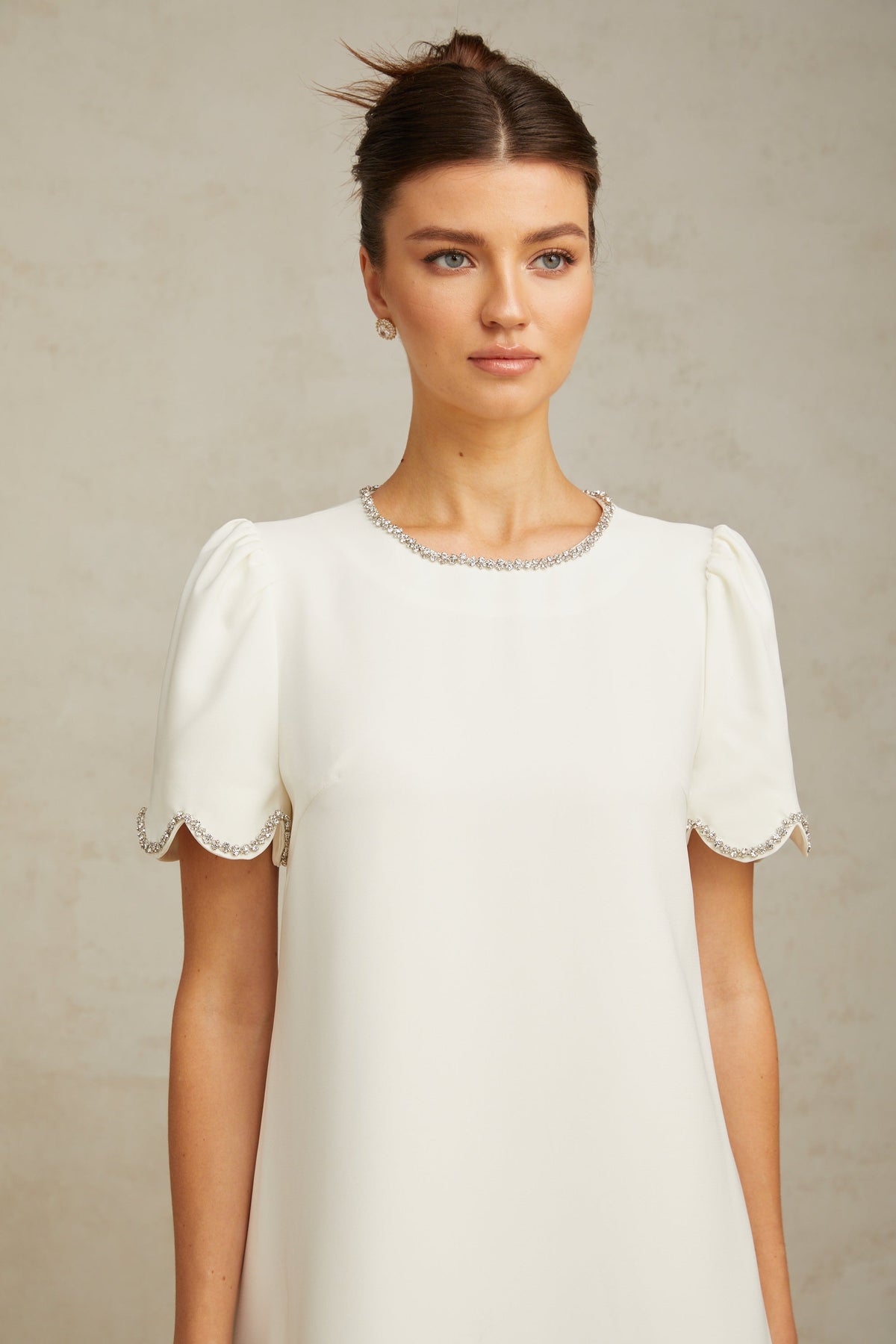 Bérénice white crystal-embellished mini dress