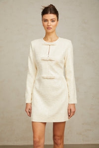 Angélique white sequined tweed mini dress