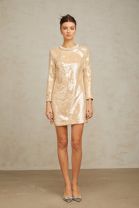 Ornella neutrals faux-pearl sequined mini dress